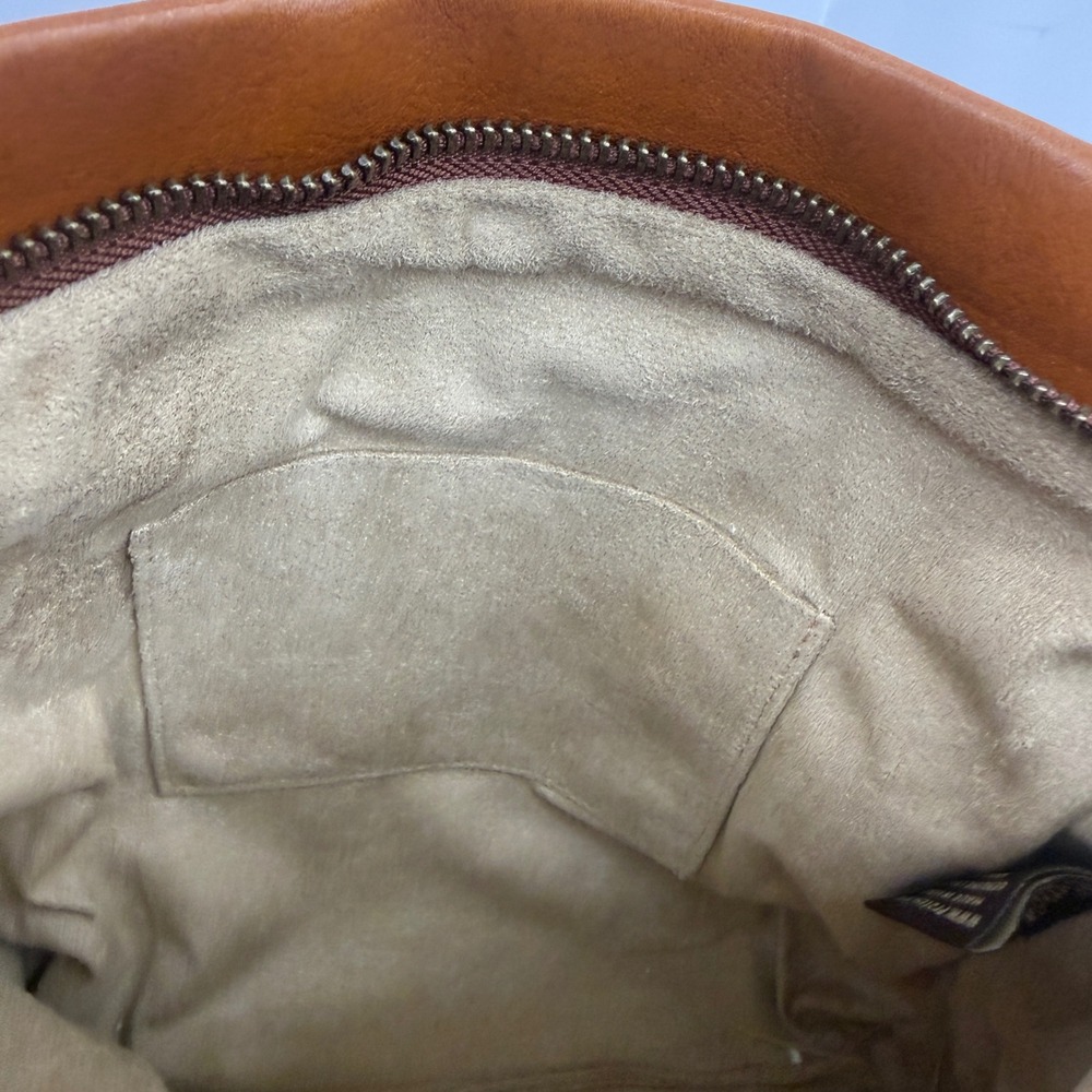 Pratesi Firenze Crossbody Bag Medium Cognac Italian Leather Crest Chain Strap - Picture 7 of 10